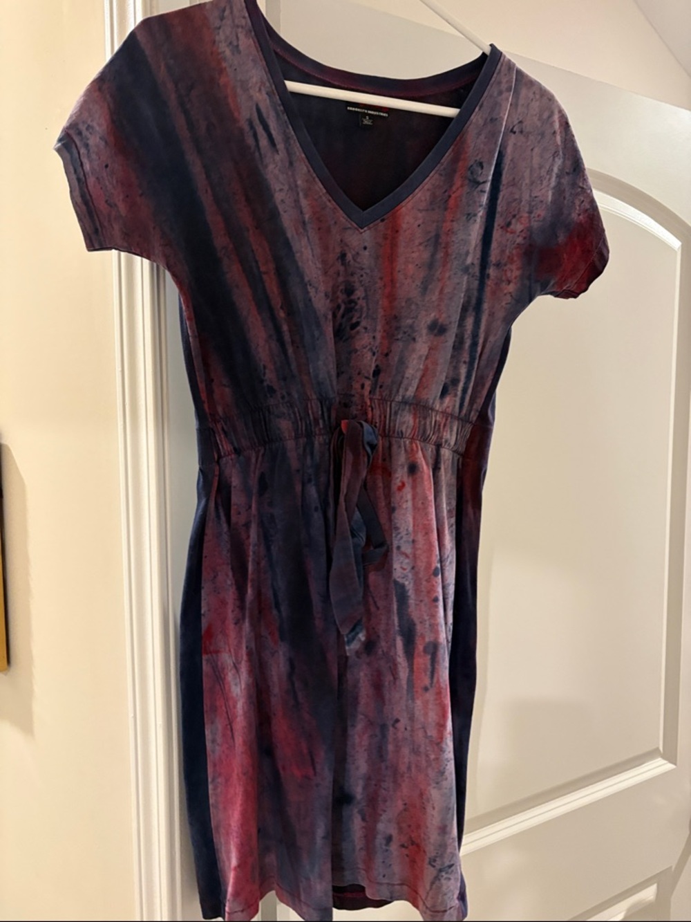Brooklyn Industries Purple Tie-Dye V-Neck Midi Dress - Small